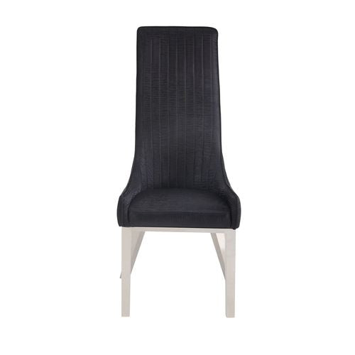 Dining Chairs (Set of 2), Black PU & Stainless Steel