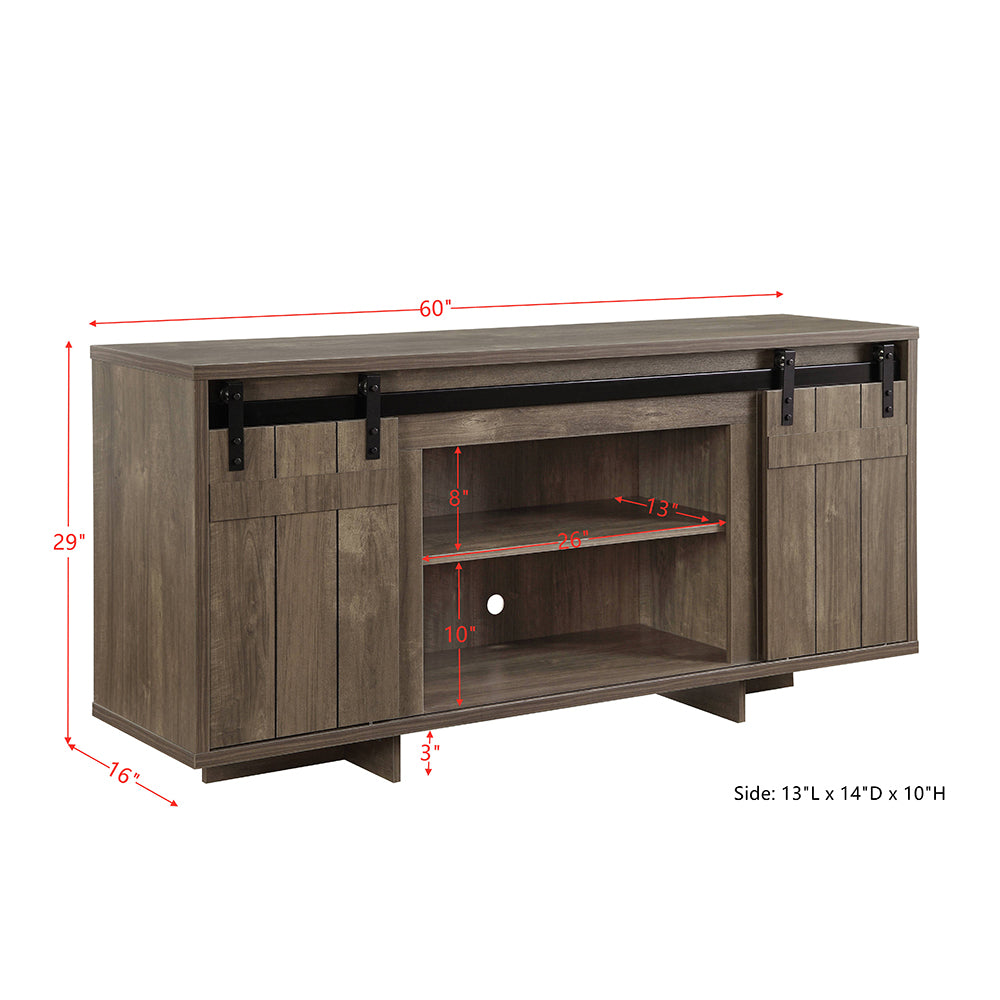 TV Stand with Sliding Barn Doors and Shelves