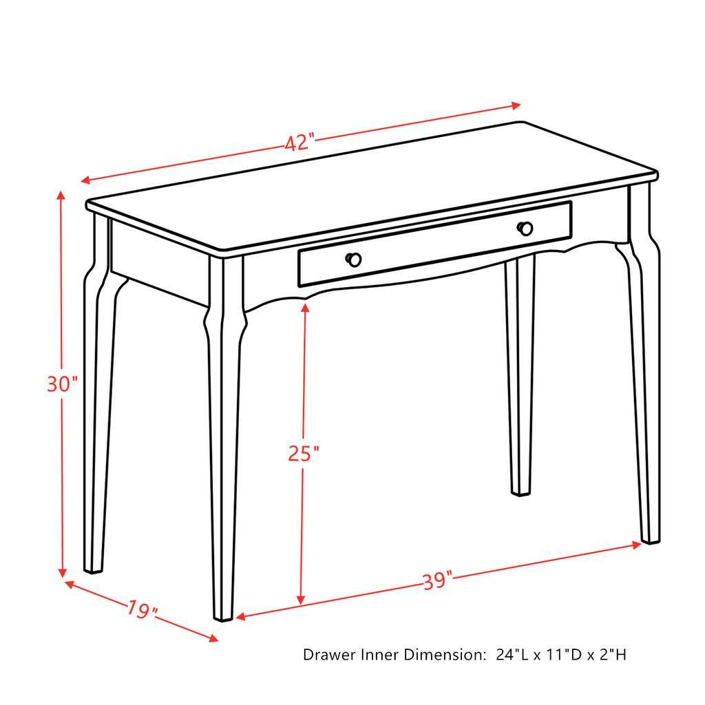 Classic Wood Writing Desk with Shelf