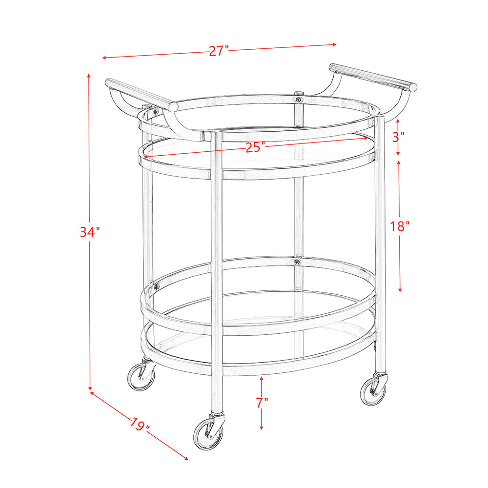 Dining Glass Serving Cart, Black Nickel