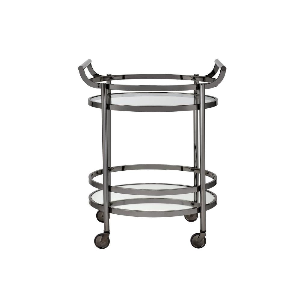 Dining Glass Serving Cart, Black Nickel