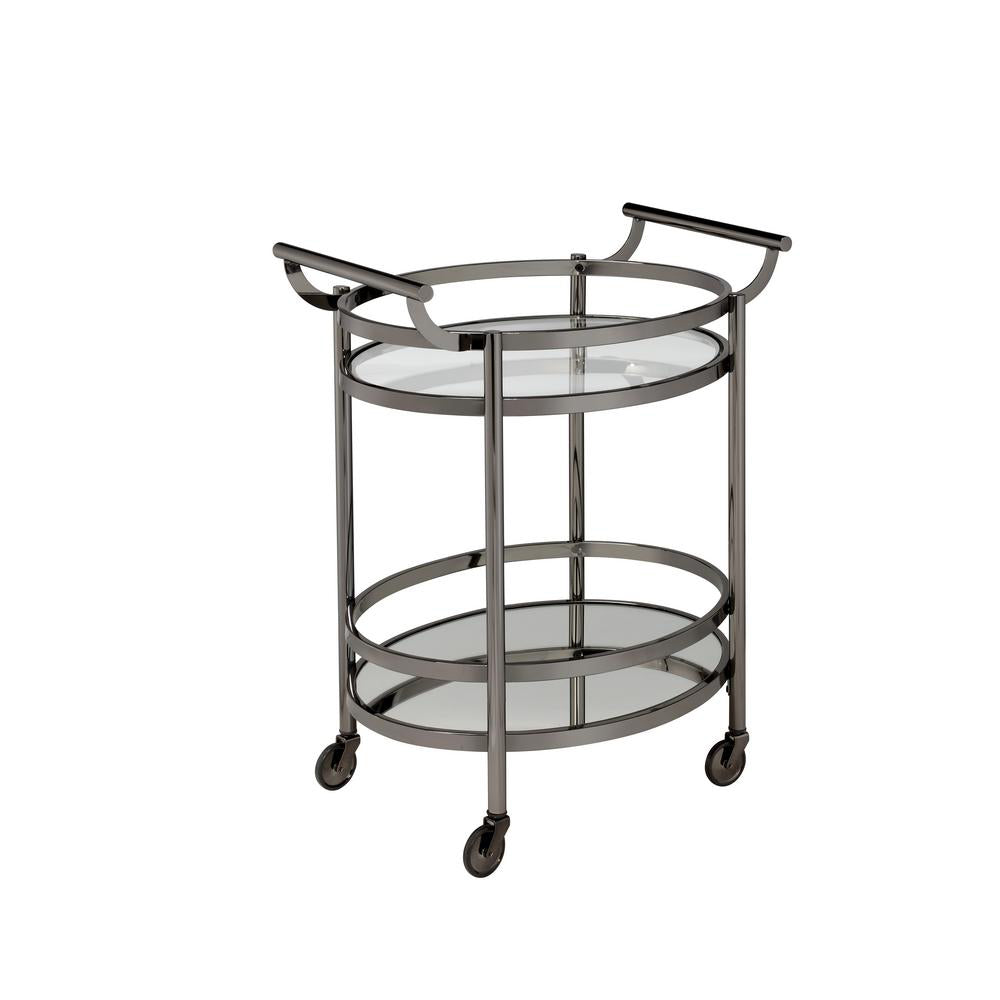 Dining Glass Serving Cart, Black Nickel