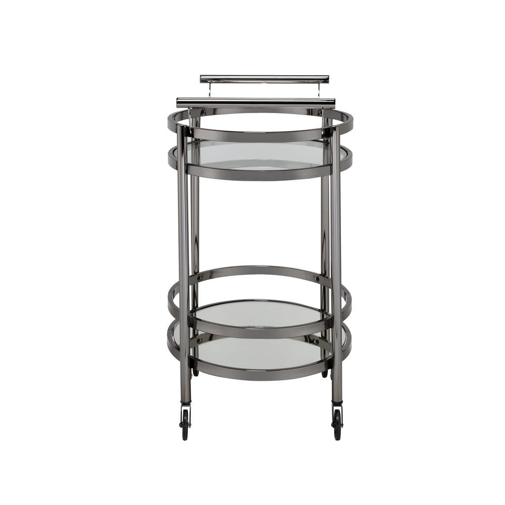 Dining Glass Serving Cart, Black Nickel