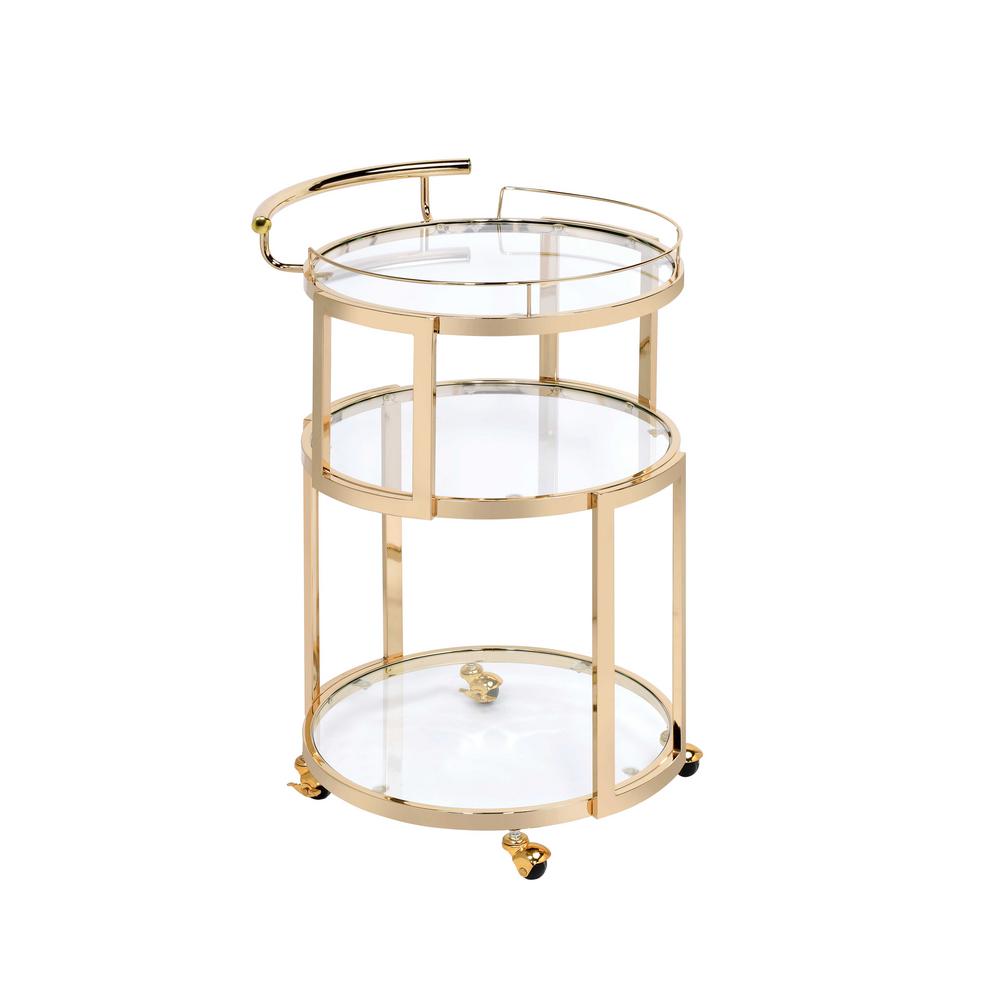 Glass Dining Serving Cart, Gold & Clear Glass