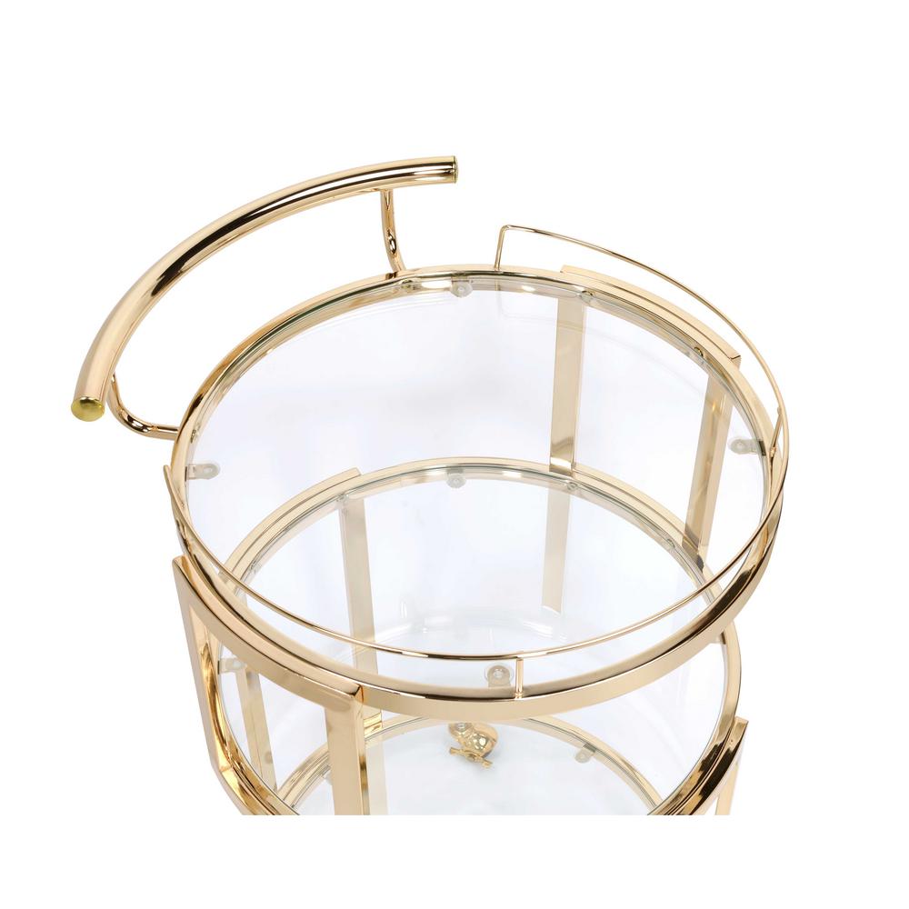 Glass Dining Serving Cart, Gold & Clear Glass