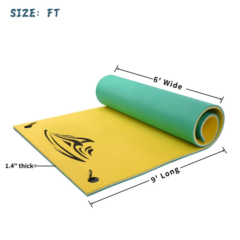 9 X 6 Ft Floating Mat Water Yoga Pad, Yellow + Vinyl