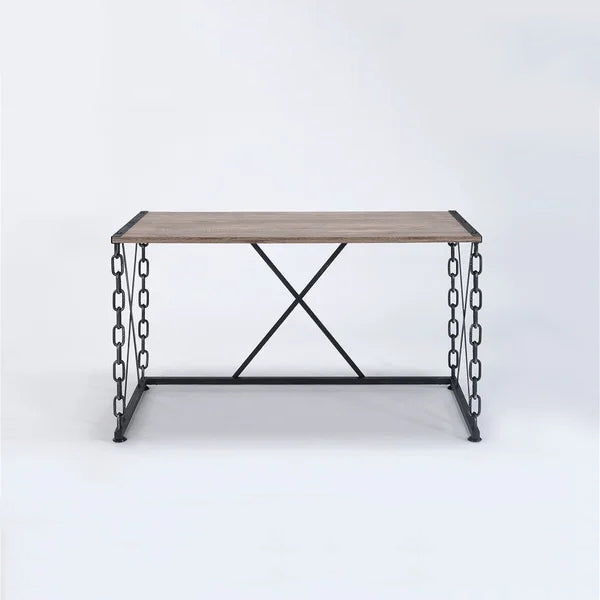 Home Office Writing Desk, Rustic Oak & Antique Black