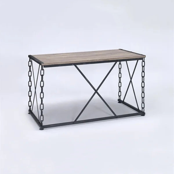 Home Office Writing Desk, Rustic Oak & Antique Black
