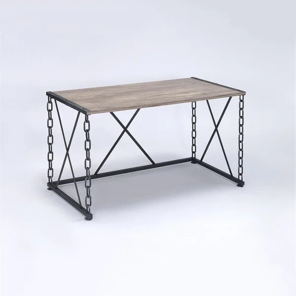Home Office Writing Desk, Rustic Oak & Antique Black