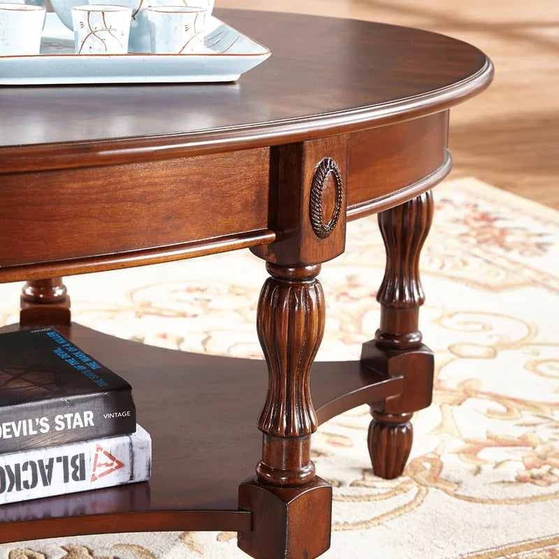 Luxury Solid Wood Coffee Table, Brown