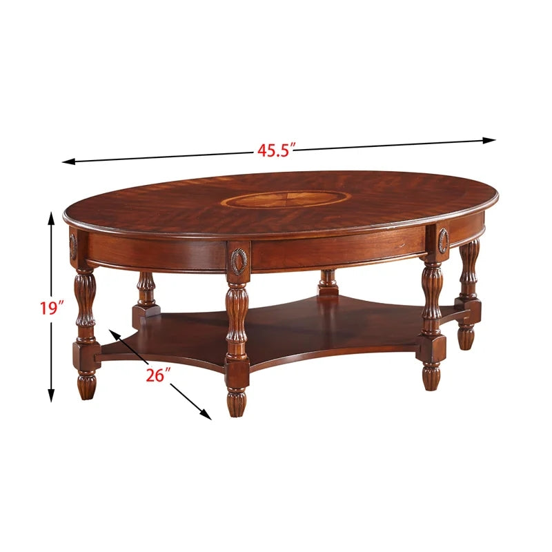 Luxury Solid Wood Coffee Table, Brown