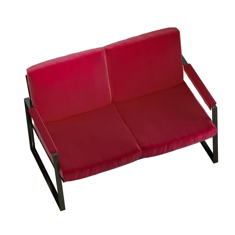 Double Sofa Chair Square Arm Loveseat, Red