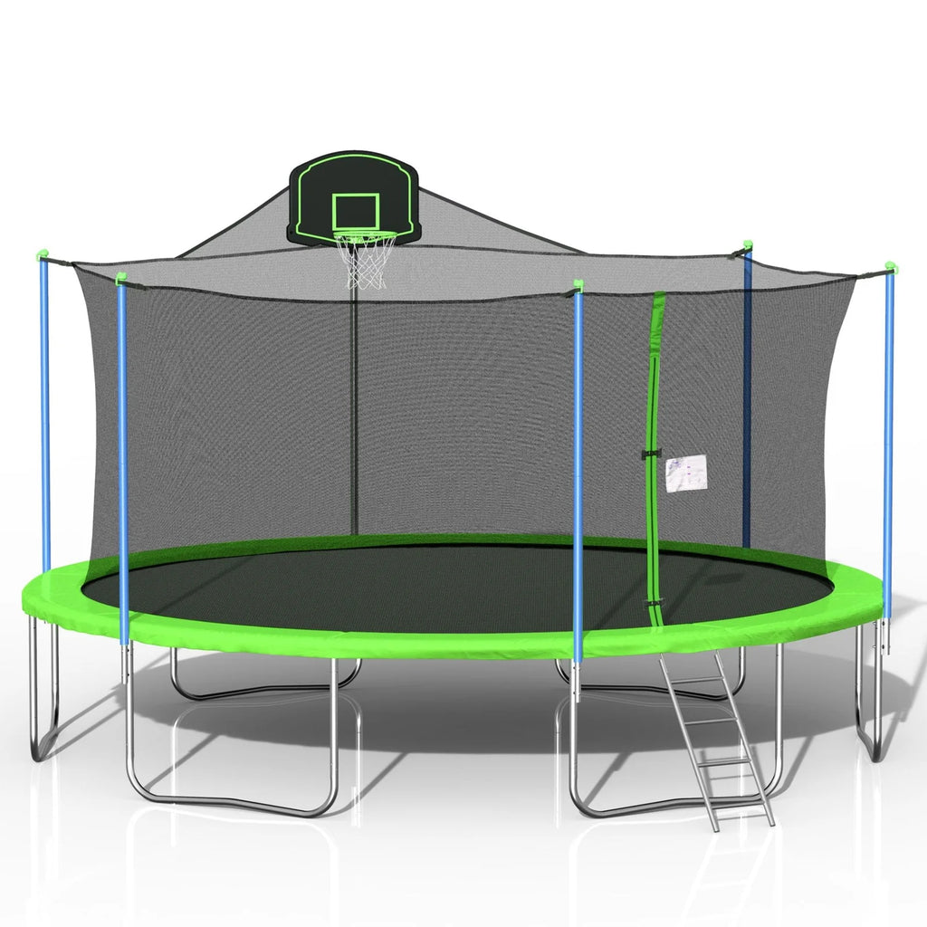 16ft Outdoor Trampoline with Seine, Green