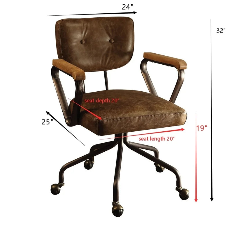 Vintage Office Task Chair, Grain Faux Leather