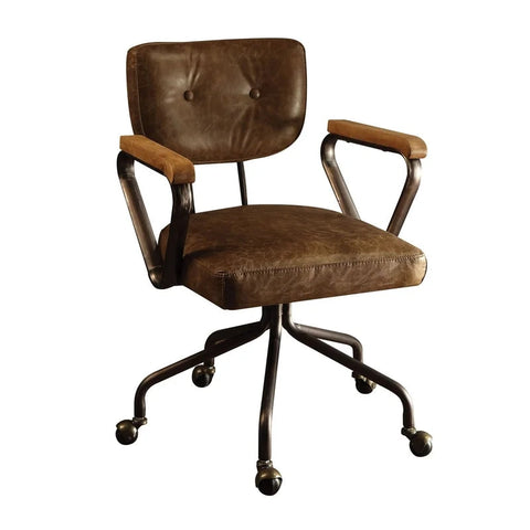 Vintage Office Task Chair, Grain Faux Leather