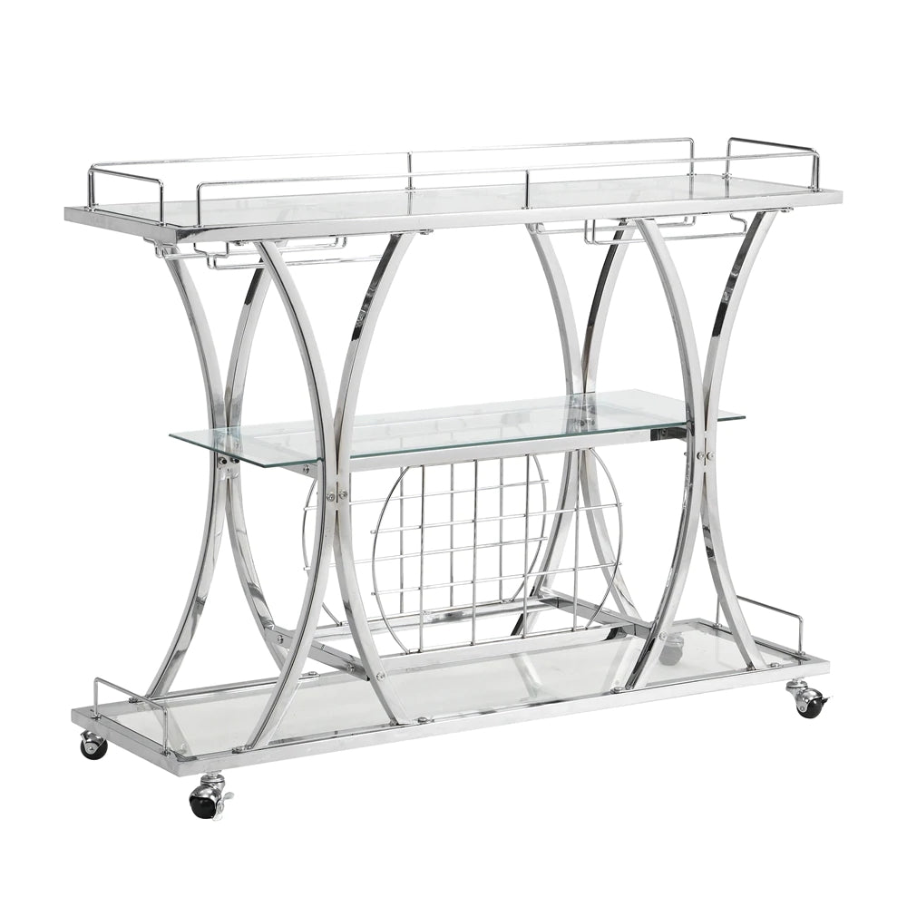 Bar Cart with Wine Rack and Glass Holder