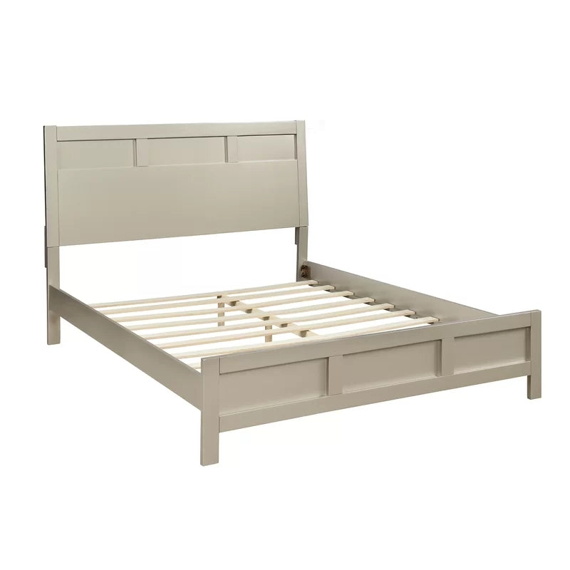 Modern Twin Platform Bed, Platinum Silver