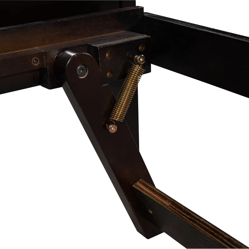 Twin Size Platform Bed with Adjustable Trundle, Espresso