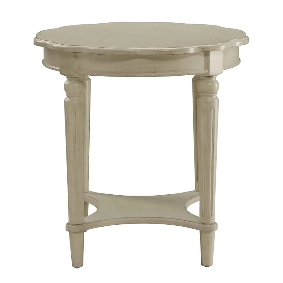Modern Round End Table, Antique White