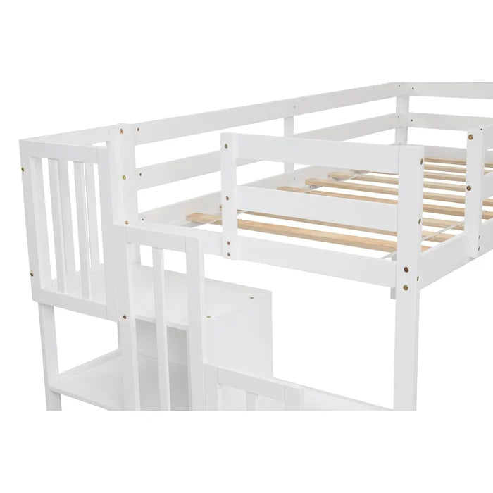 Twin Solid Wood Platform Loft Bed, White