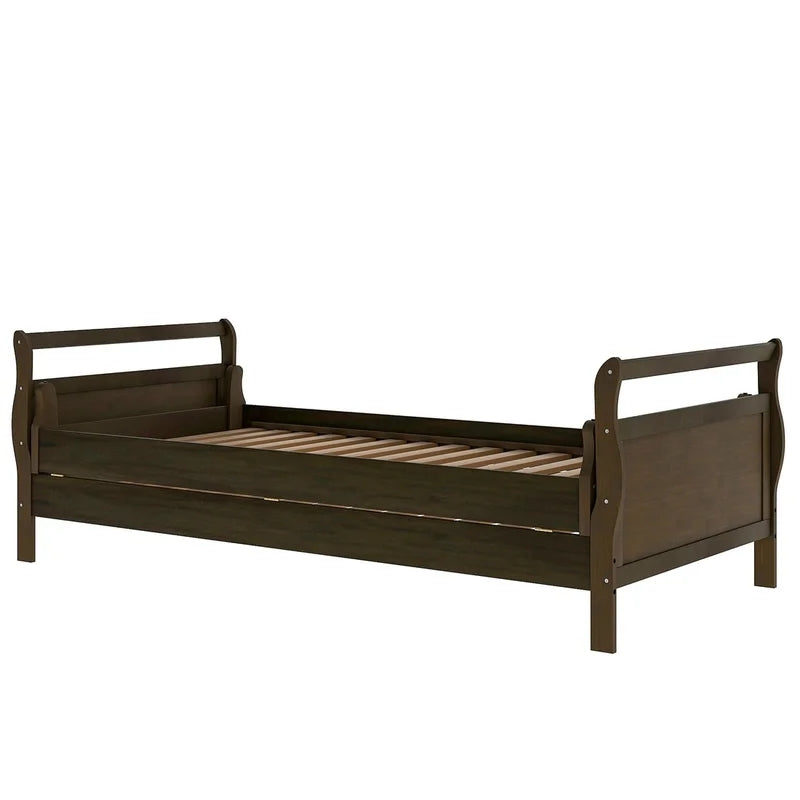 Classic Style Pine Wood Platform Bed, Espresso