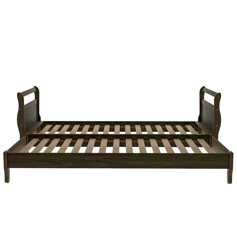 Classic Style Pine Wood Platform Bed, Espresso