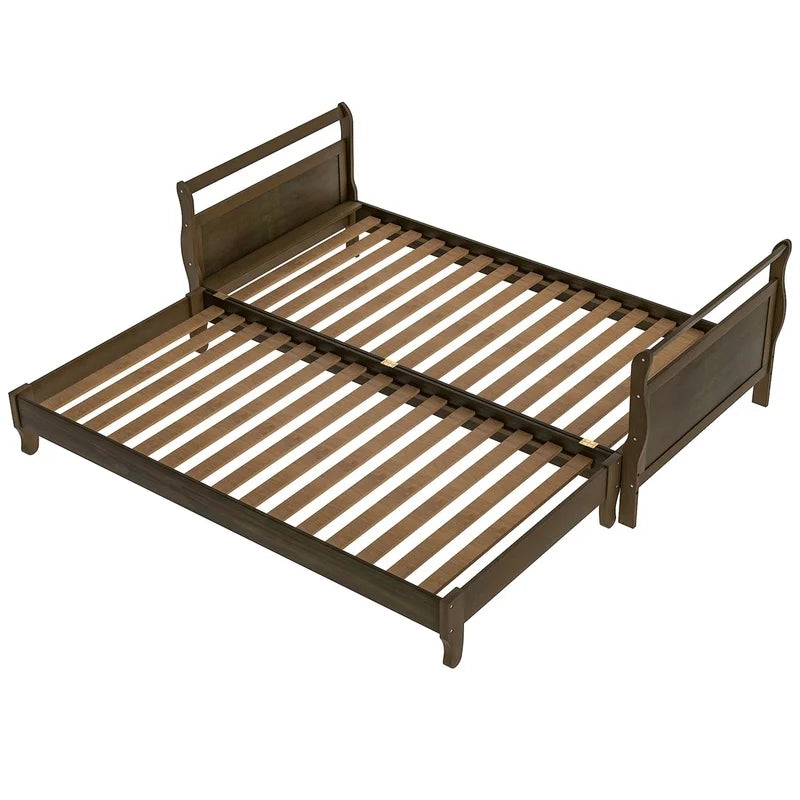 Classic Style Pine Wood Platform Bed, Espresso