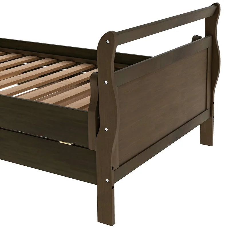 Classic Style Pine Wood Platform Bed, Espresso