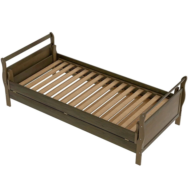 Classic Style Pine Wood Platform Bed, Espresso