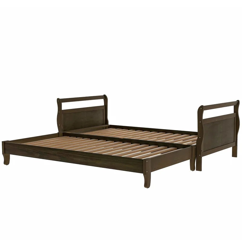 Classic Style Pine Wood Platform Bed, Espresso