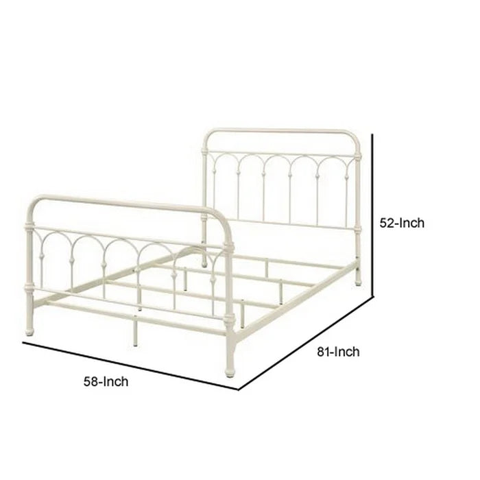 Metal Full Size Platform Bed, White Finish