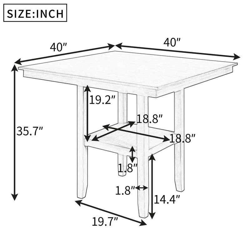 Wooden Counter Height Dining Table, Gray