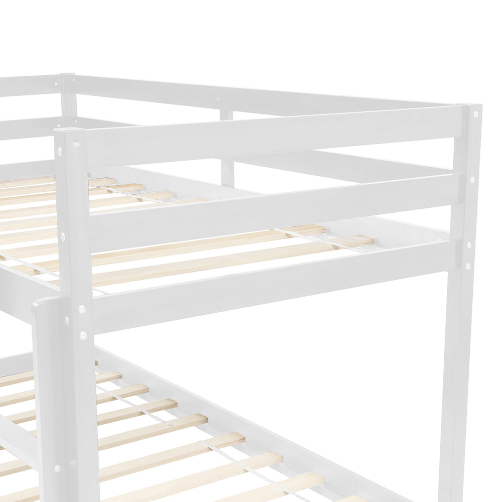 Twin over Twin Floor Bunk Bed, White