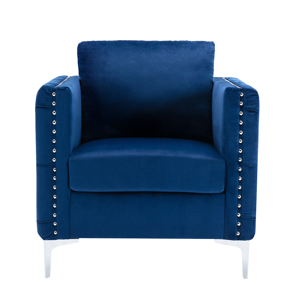 Velvet Upholstered Armchair Tufted Button Sofa Chair