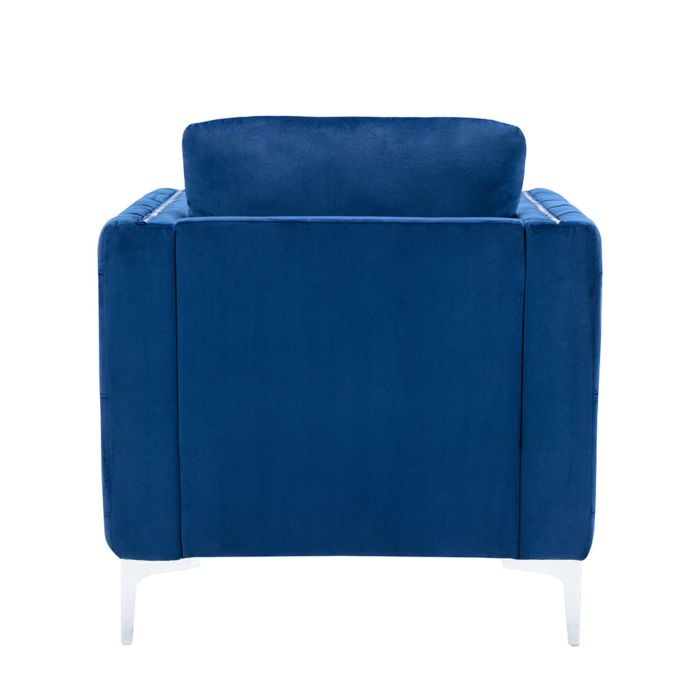 Velvet Upholstered Armchair Tufted Button Sofa Chair