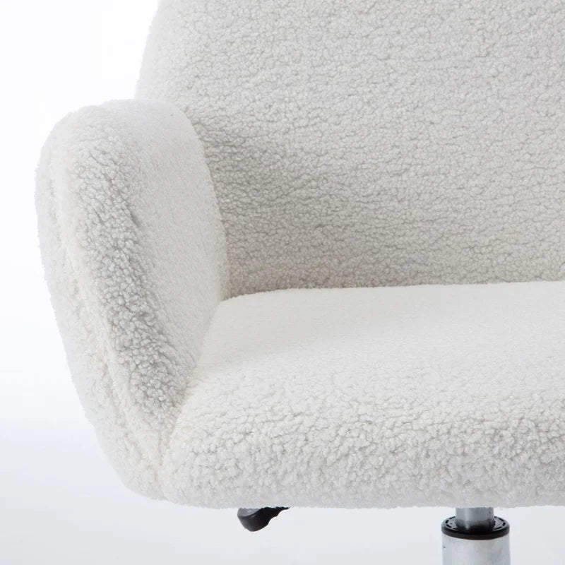 Height Adjustable Faux Fur Office Chair, White