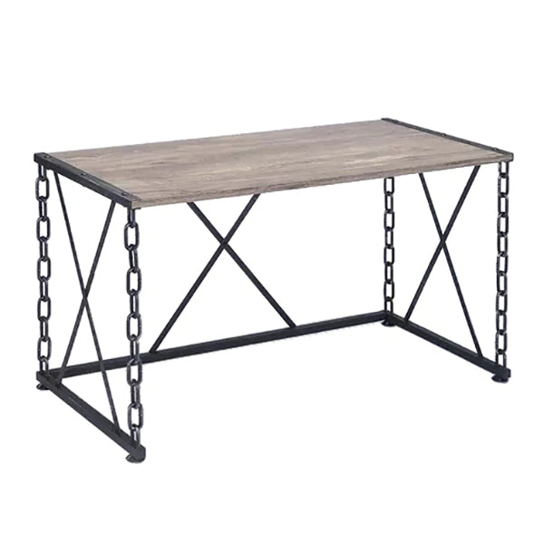 Home Office Writing Desk, Rustic Oak & Antique Black