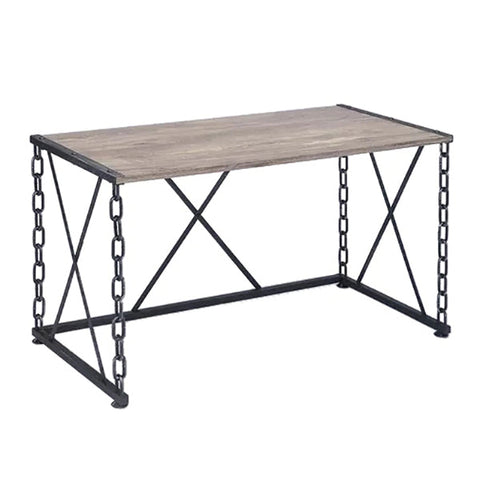 Home Office Writing Desk, Rustic Oak & Antique Black
