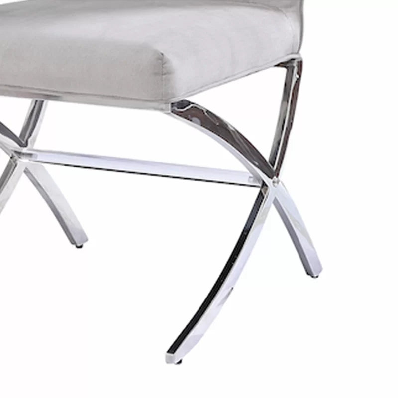 Velvet Metal Dining Side Chairs (Set of 2), Gray