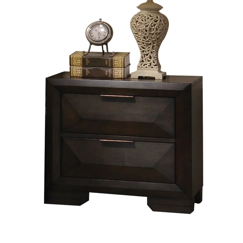 Retro Nightstand End Table in Espresso