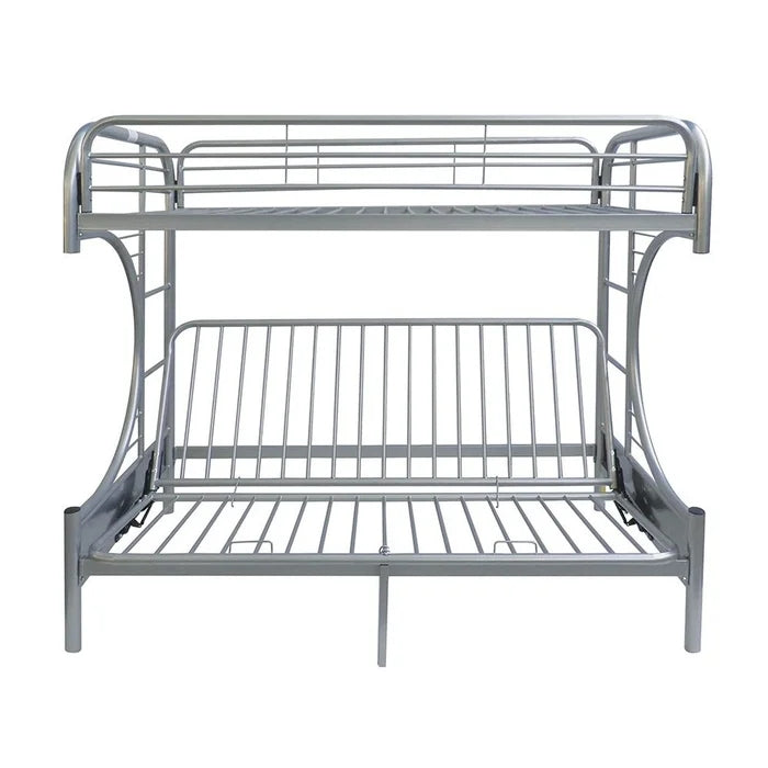 Twin Over Full Futon Platform Bunk Bed, Silver