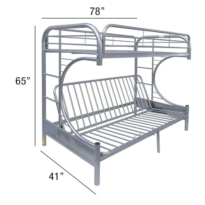 Twin Over Full Futon Platform Bunk Bed, Silver
