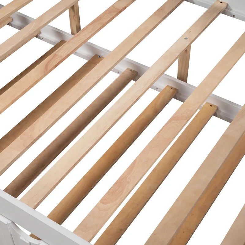 Full Size Daybed Wood Bed with Trundle, White