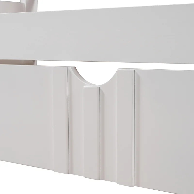 Full Size Daybed Wood Bed with Trundle, White