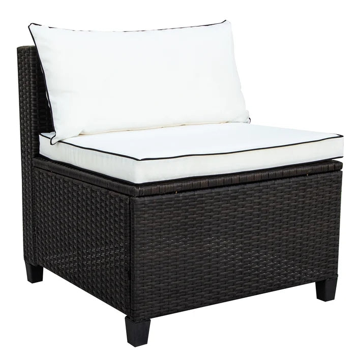 Rattan Wicker Patio Outdoor Sectional Furniture Set with Cushions and 2 Pillows