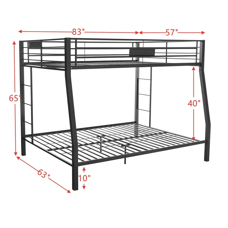 Twin Size Metal Tube Bunk Bed, Sandy Black
