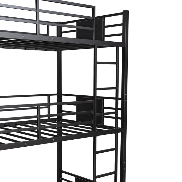 Metal Twin Size Triple Bunk Bed, Black