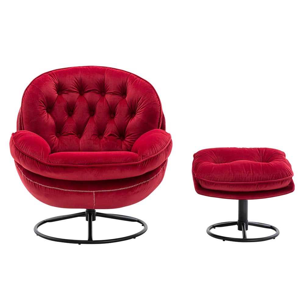 Velvet Swivel Chair and Ottoman