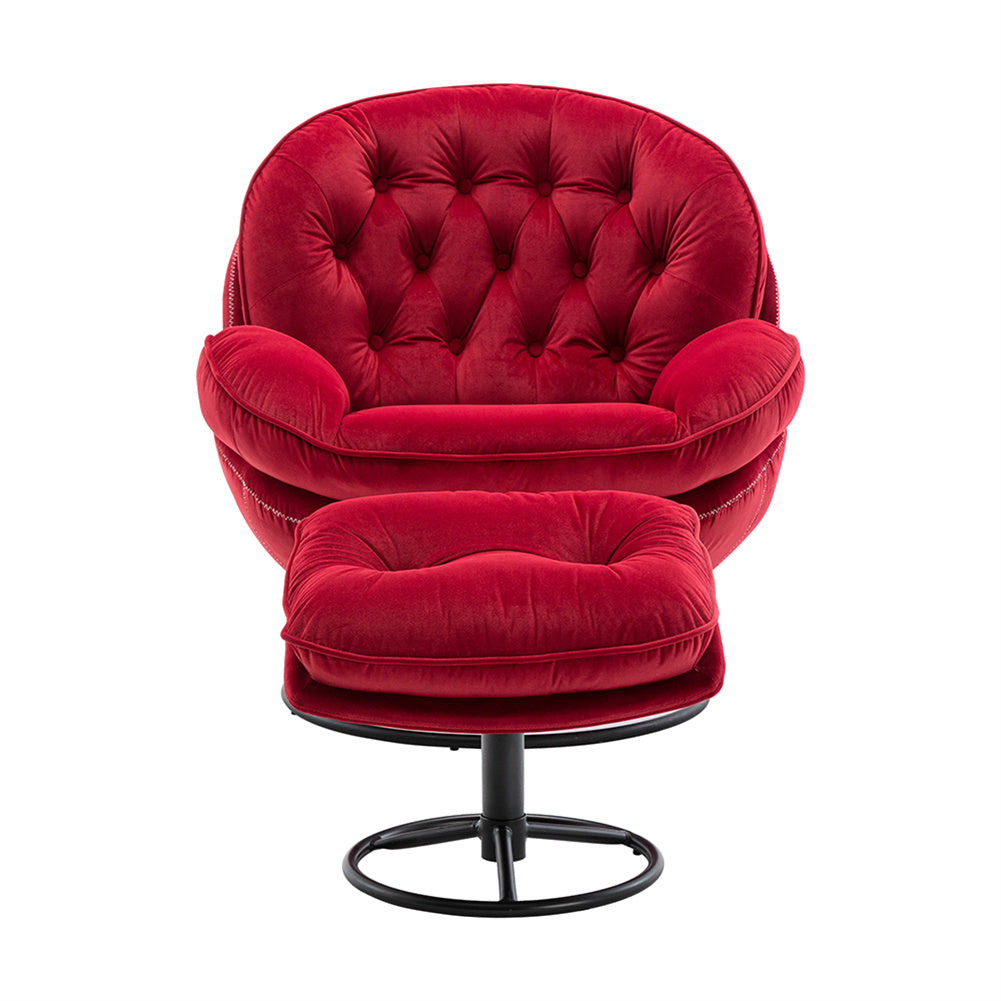 Velvet Swivel Chair and Ottoman