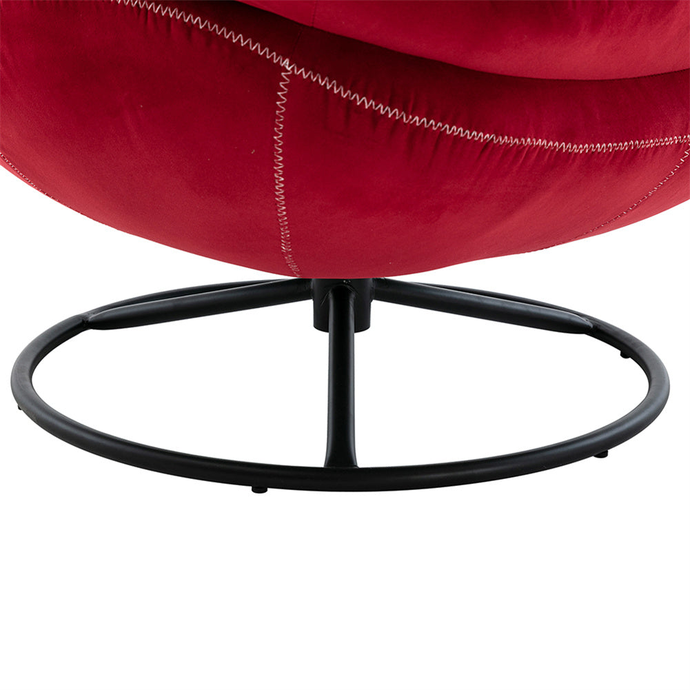 31.73'' Wide Tufted Velvet Swivel Lounge Sofa Chair and Ottoman, Red